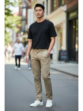 Banana Republic Mens Chino Classic Flat Front Pants Beige 34/29